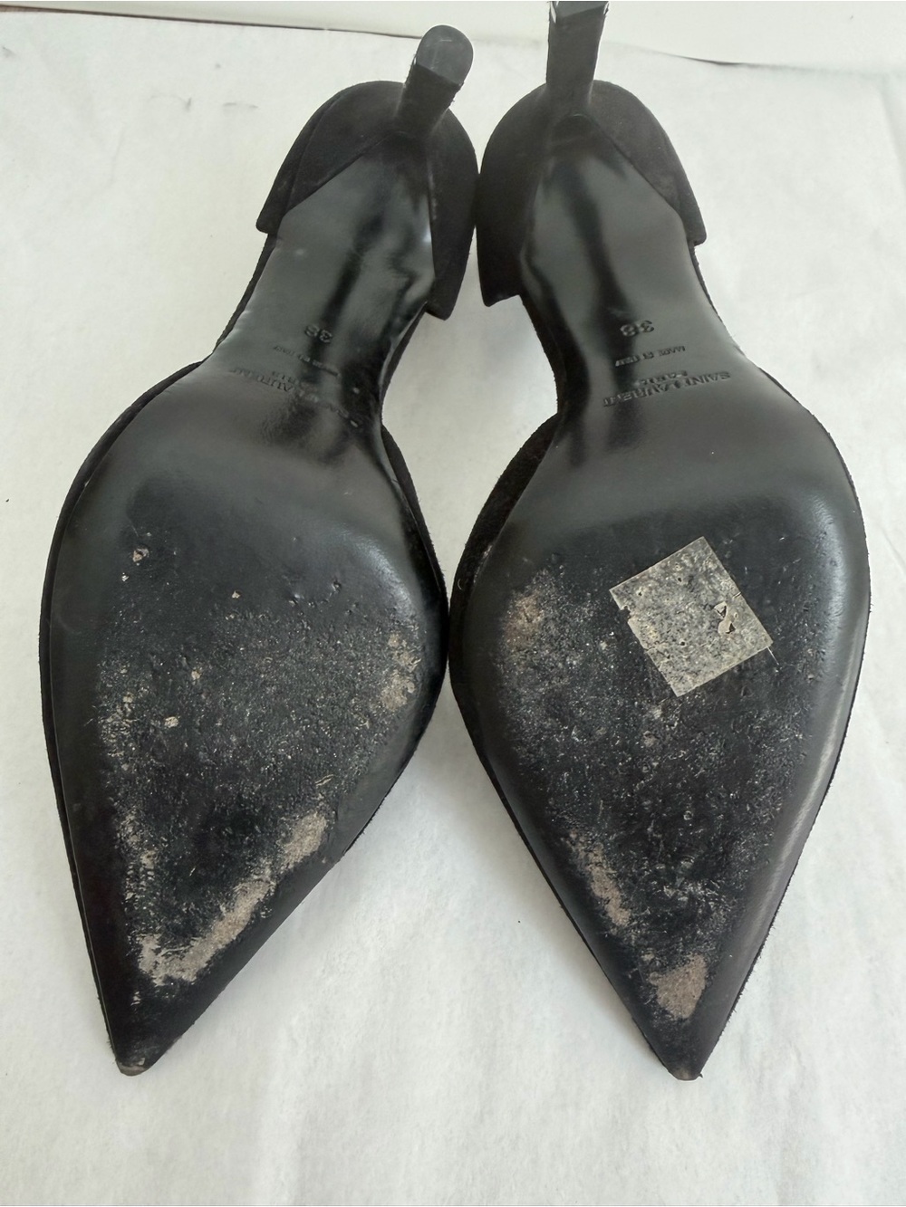 Saint Laurent Paris Black Suede D’Orsay Pointed-Toe Pumps Size 38 - Picture 4 of 4